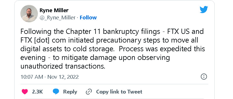 Miller's Twitter post. A review by a Bitcoin mixer: mixero.money