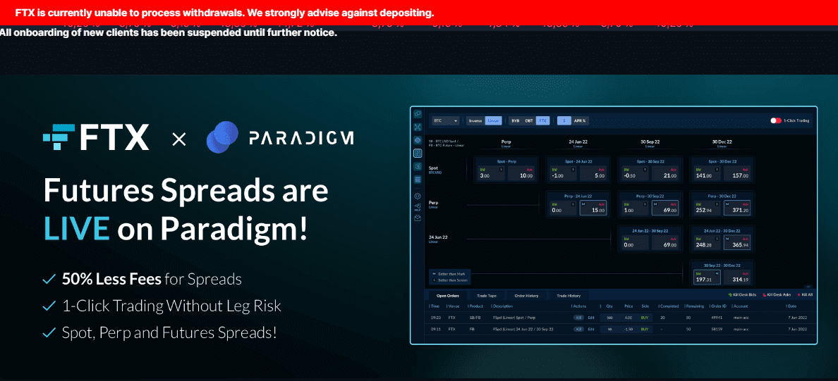 Message on the FTX website
